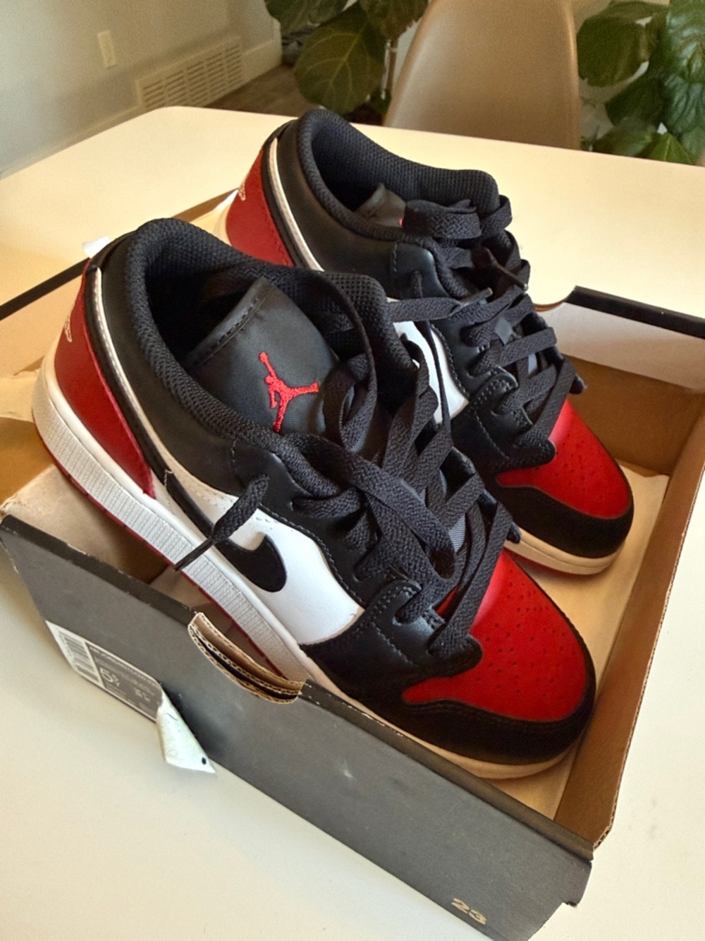 Nike Air Jordan Lows in Black, Red & White - Brand new